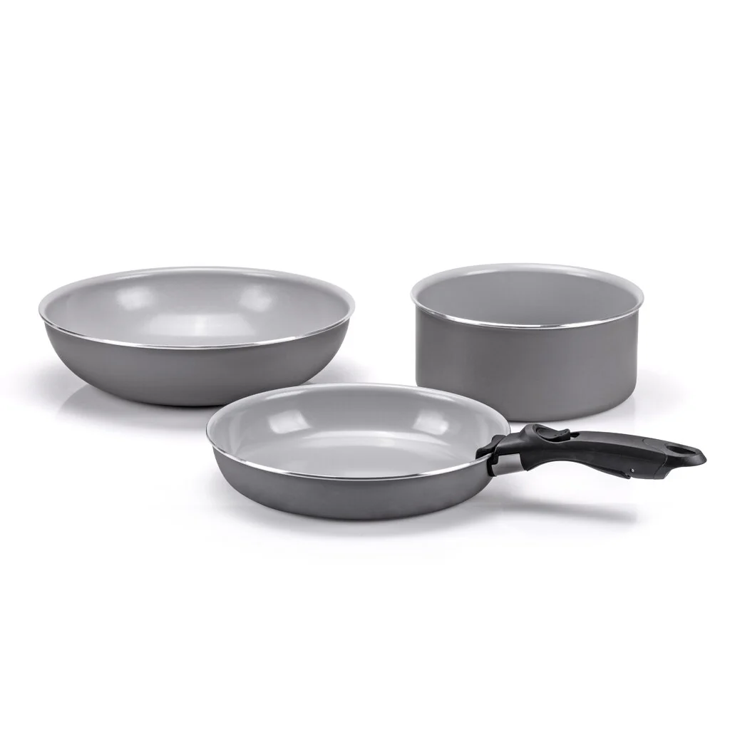 Moneta Melodia Set da 3 pezzi Melodia Minispace: Padella 24 cm, Wok 28 cm, Casseruola 20 cm, 1 manico removibile - Image 2