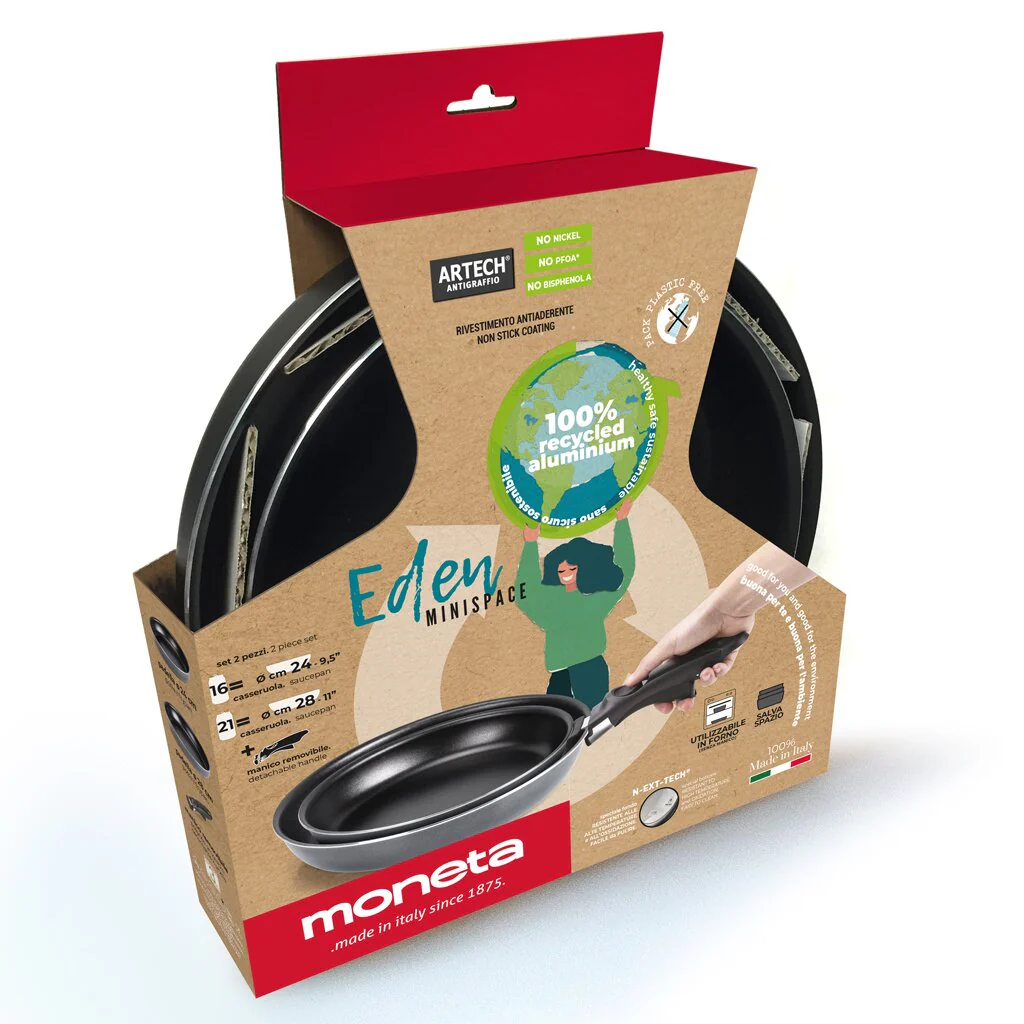SET DI PADELLE 24 - 28CM CON MANICO REMOVIBILE MONETA EDEN - Image 2